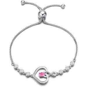 Birthstone Tennis Infinity Love Bracelet - 10 Oct - Pink Tourmaline